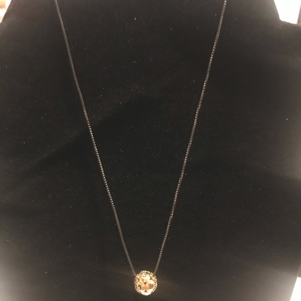 Henri Bendel Rivet Gunmetal chain with Gold ball